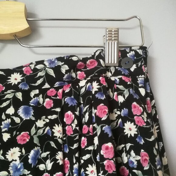Vintage floral long full skirt 90s grunge half elastic waist made in Canada - Picture 6 of 7